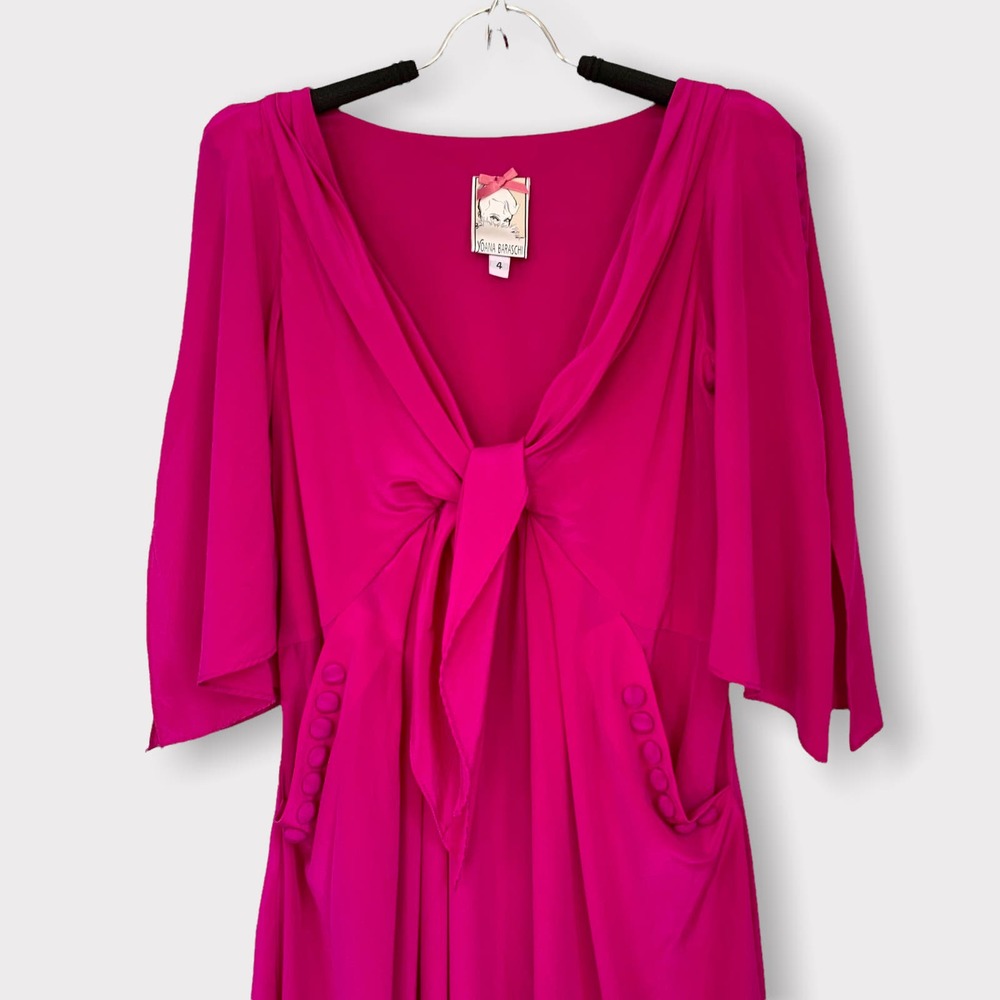 Vintage Yoana Baraschi Silk Fuschia Dress Size 4 - Picture 2 of 11
